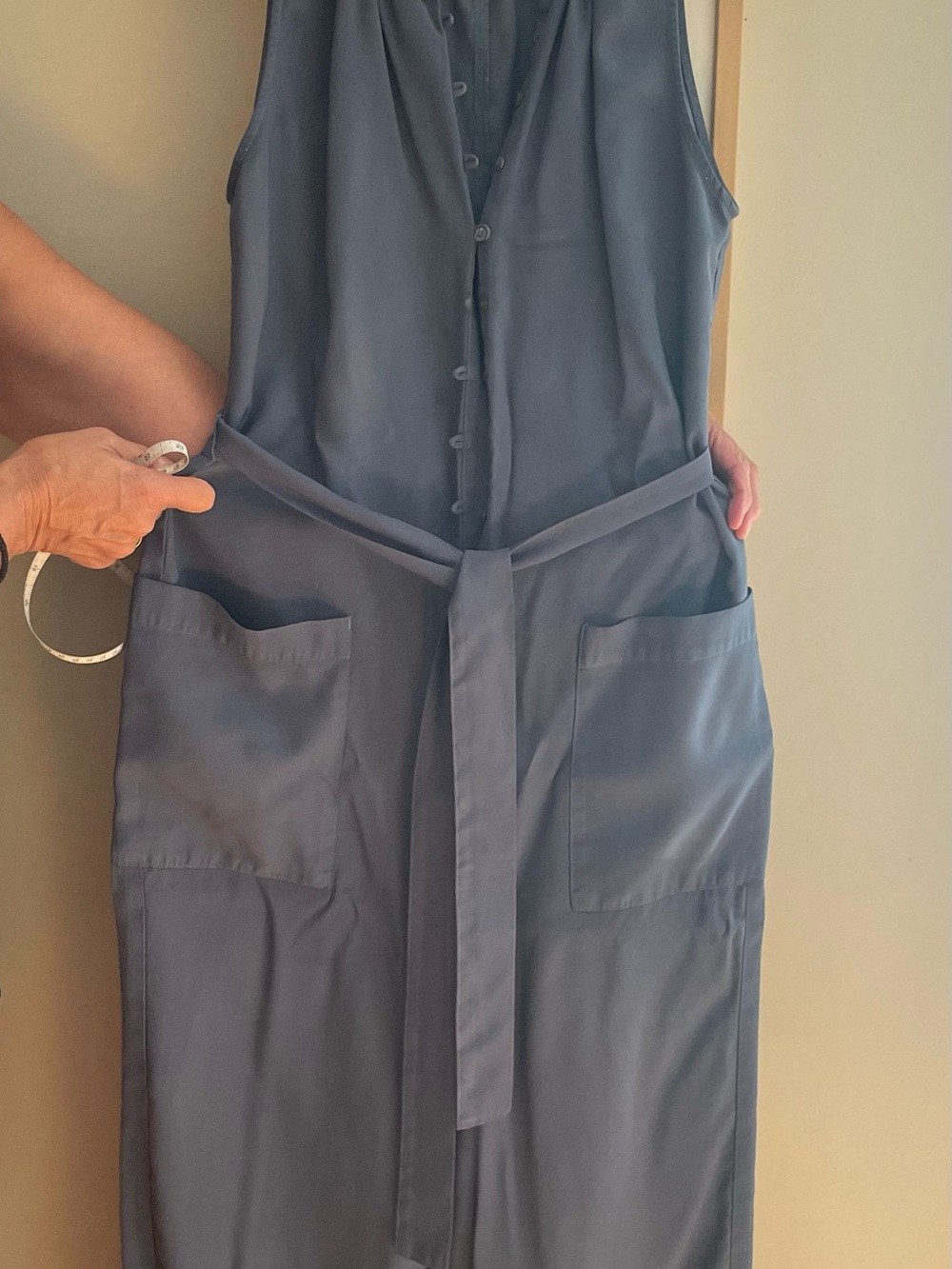 sundance boutique Sleeveless Button-Front Jumpsuit in Steel Blue